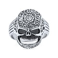 thumbnail image 2 of Bling Jewelry Mens Mens Stainless Steel Biker Skull Signet Ring - Halloween Crossbones Jewelry, 2 of 4