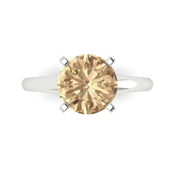 Solitaire Engagement Ring for Women - 2.5ct Yellow Moissanite in 18K White Gold Promise Ring