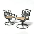 thumbnail image 3 of Mondawe Patio Dining Chair Bronze Aluminum Frame Swivel Dining Chair with Brown Cushioned Seat (Set of 2), 3 of 7