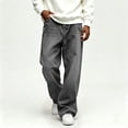 thumbnail image 2 of Cmfcve Hip Hop Baggy Jeans for Men Casual Wide Leg Denim Pants, 2 of 8