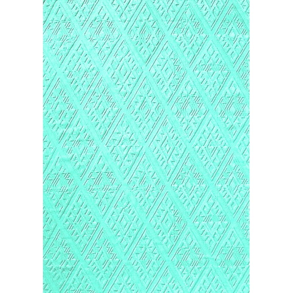 Ahgly Company Indoor Rectangle Solid Turquoise Blue Modern Area Rugs, 7' x 10'