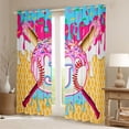thumbnail image 2 of Erosebridal Boys J Personalized Initial Sport Baseball Black Out Curtains,Ice Cream Drip Dessert Curtains Pack of 2 (42x63 Each) For Kids Teens, 2 of 6