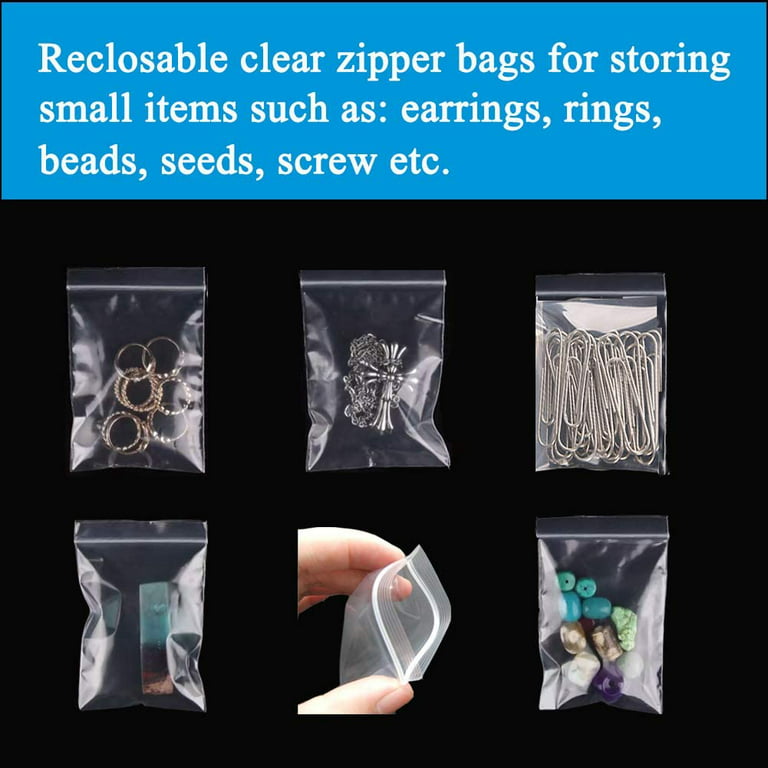 Minoly 1 x 2 Small Plastic Bags for Jewelry, 2 Mil 100pcs Clear  Reclosable Bags, Mini Zipper Baggies for Craft Beads, Seeds, Coins, Tiny  Parts, Pills, Screws etc 