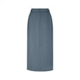 thumbnail image 4 of Nmnitkp Pencil Midi Skirt for Women 2025 Fall Casual High Waist Ruched Ribbed Knit Stretchy Bodycon Skirt with Slit Blue,XL, 4 of 7