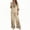 Beige, variant on Floleo Women Boho Two Piece Outfit V Neck 3/4 Sleeve Floral Print Top Wide Leg Pants Vacation Matching Set