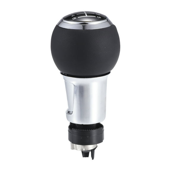 Unique Bargains 6 Speed Shift Knob - Stick Shifter Lever Knob - for Audi A4 07-15 Faux Leather Black Silver Tone - 1 Pc