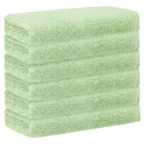 REGALWOVEN 6 Pack Cotton Washcloths, Solid Face Cloths, Absorbent and Quick Drying Towel for Bathroom Green 13" x 13"