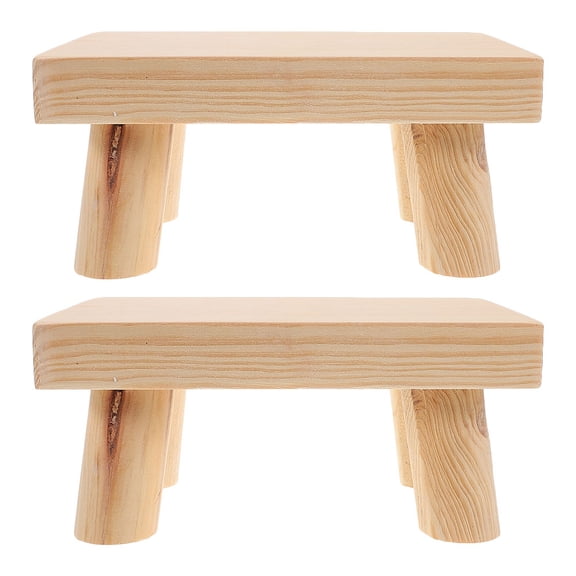 SEWCHICS Beige Wood Step Stool for Kids with Flexible Mobility and Safe Rounded Edges for Office Use 2pcs