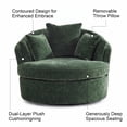 thumbnail image 2 of BRILHAMEZ Modern Oversized 360° Swivel Accent Chair, Lambswool Fabric Round Cuddle Chair Single Sofa Lounge Chair for Living Room, Green, 2 of 9