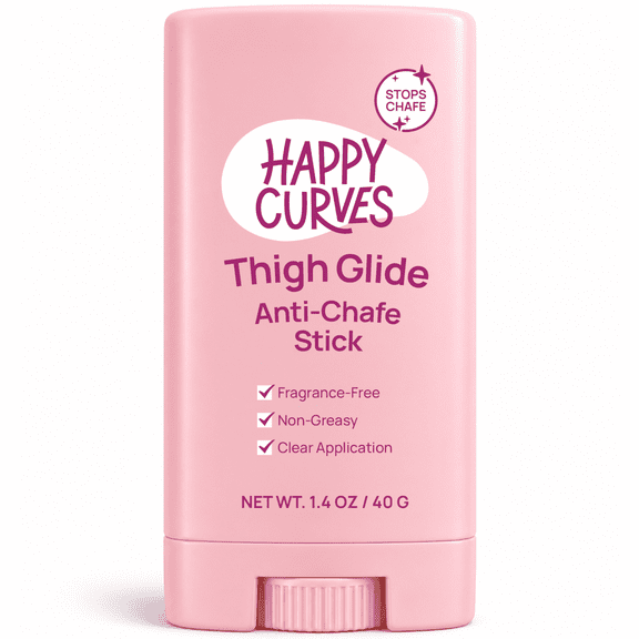 Happy Curves Thigh Glide Anti-Chafe Friction Defense Stick for Women, Fragrance-Free, 1.4oz