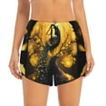 thumbnail image 4 of Lsque Elegant Gold Leaf Peacock Printed Women's Running Shorts with Liner Pockets,Elastic Quick Dry Workout Athletic Gym Yoga Shorts,Womens High Waist Shorts-XX-Large, 4 of 9