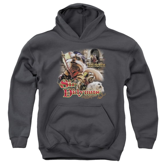 Labyrinth Sir Didymus Youth Pullover Hoodie Sweatshirt Charcoal