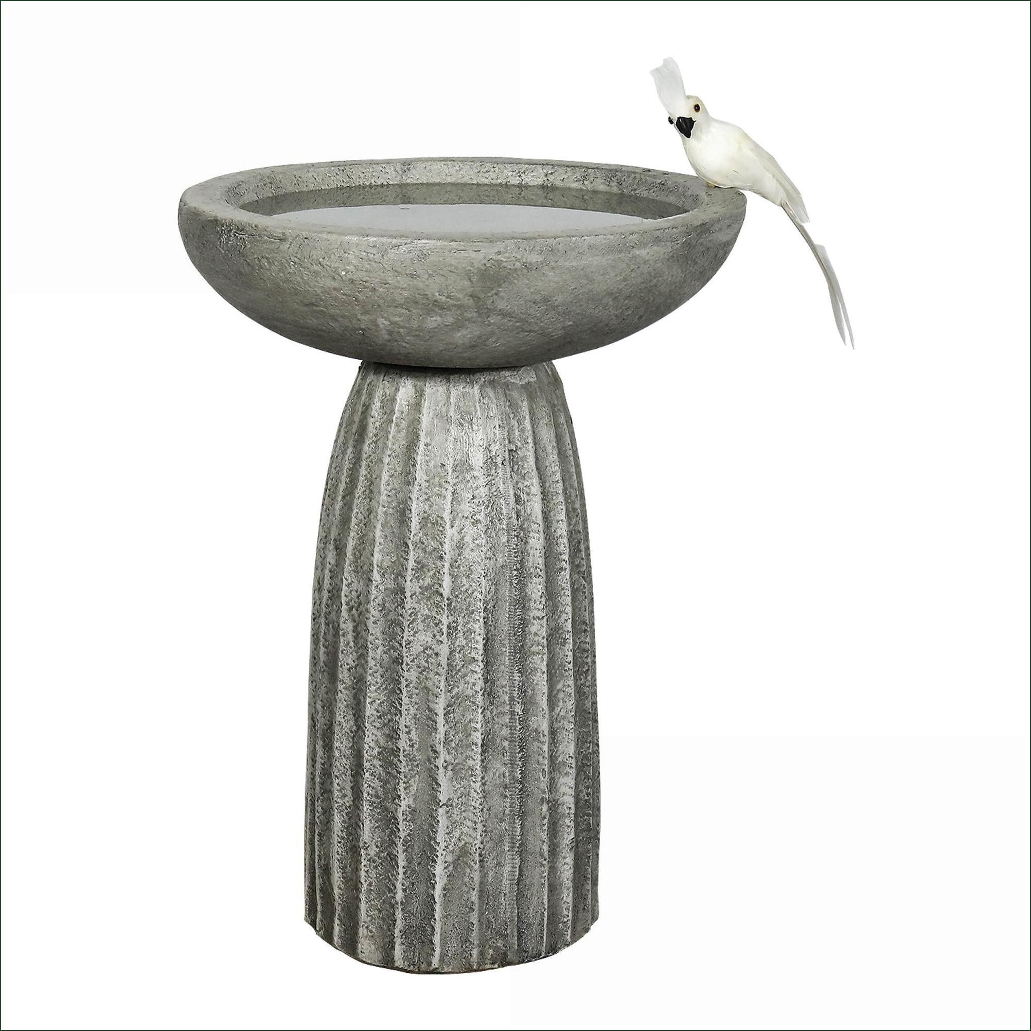 Bird Baths | 24.4" High Elegant Outdoor Bird Bath for Garden & Patio | Concrete Cement | Pedestal Birdbath
