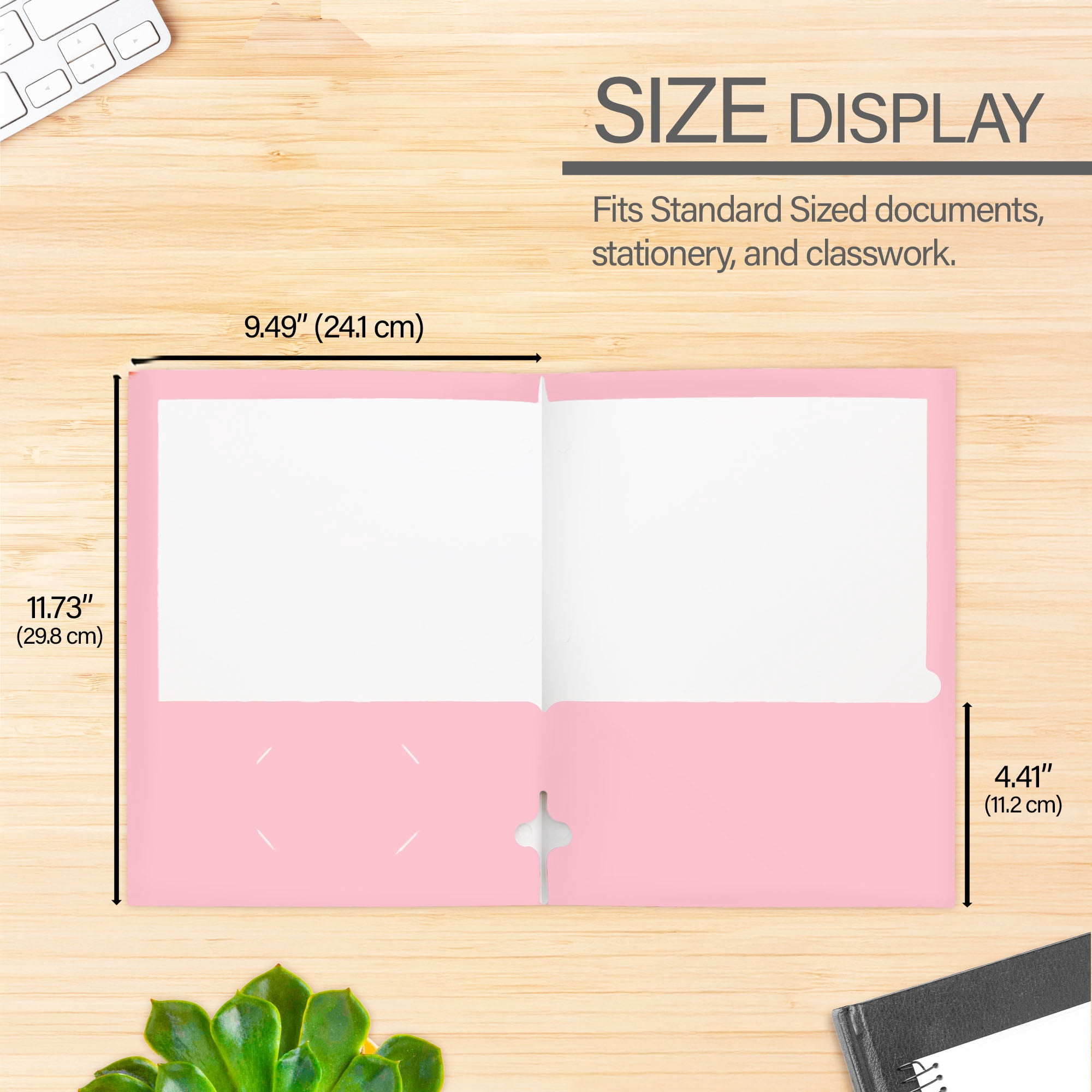 BAZIC 2 Pockets Paper File Folder, Laminated Glossy 3 Hole Portfolio, Assorted Pastel Colors Letter Size, 48-Pack