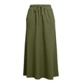 thumbnail image 4 of ShomPort Maxi Skirt for Women Cotton Linen Summer Causal Elastic Waist Drawstring A-Line Long Skirts Vacation, 4 of 6