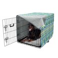 thumbnail image 5 of Aqua and Coral Dog Crate Cover, Rhythmic Horizontal Striped Marine Jellyfish Bicolour Print, Easy to Use Pet Kennel Cover Small Dogs Puppies Kittens, 7 Sizes, Sea Blue and Pastel Yellow, by Ambesonne, 5 of 6