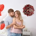 thumbnail image 6 of 18 Inch Valentines Day Mesh Wreath,Valentines Wreaths for Front Door with Wooden Sign Fishnet Yarn, Valentines Day Wedding Decorations for Indoor and Outdoor, 6 of 9
