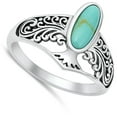 thumbnail image 4 of CHOOSE YOUR COLOR Filigree Chunk Simulated Turquoise Ring .925 Sterling Silver Band Blue CZ Female Size 10, 4 of 4
