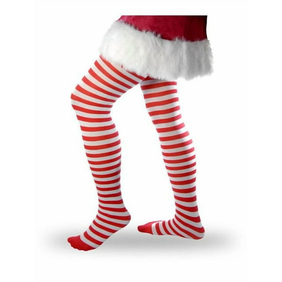 Red And White Striped Adult Tights