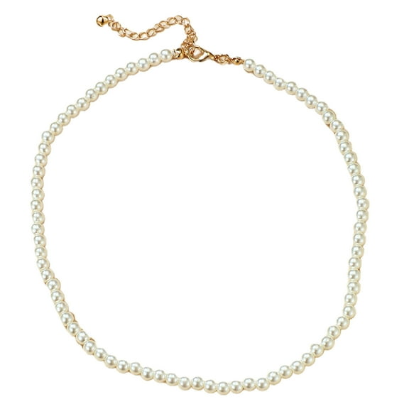 AYYUFE WomenFaux Pearl White Alloy Round Short Choker Necklace for Party Alloy White