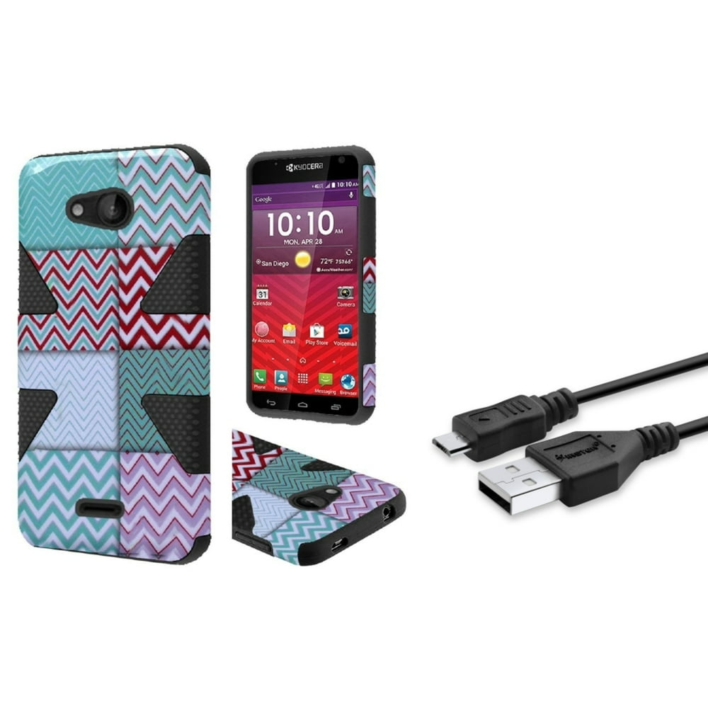 Insten Dynamic Chevron Hard Hybrid Case For Kyocera Hydro Wave Blue