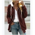 thumbnail image 2 of Women's Loose Plush Zipper Hooded Jacket, 2 of 9