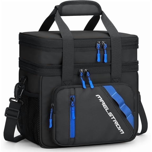 Maelstrom Lunch Box, 20L Insulated Lunch Bag for Men Women, Expandable Double Deck Leakproof Cooler Bag with 6 Pockets, Reusable Lunch Tote Bag for Work, Picnic