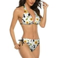 thumbnail image 2 of NICKSUN Women's Bikini Sets, Cat Sunflower Print Two Piece Bathing Suits Sexy Halter Padded Bikini Swimsuits, 2 of 6