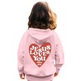 thumbnail image 5 of XADYUY Jesus Loves You Hoodie for Kids Letter Print Christian Long Sleeve Sweatshirt Oversized Pullover Casual Cute Fashion Sweater with Pockets,Pink, 5 of 5