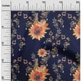 thumbnail image 1 of oneOone Viscose Jersey Navy Blue Fabric Flower & Leaves Watercolor Sewing Material Print Fabric By The Yard 60 Inch Wide, 1 of 5