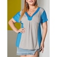 thumbnail image 1 of Talla grande tallado escote colorblock tee Rosegal Camisetas tallas grandes, 1 of 5
