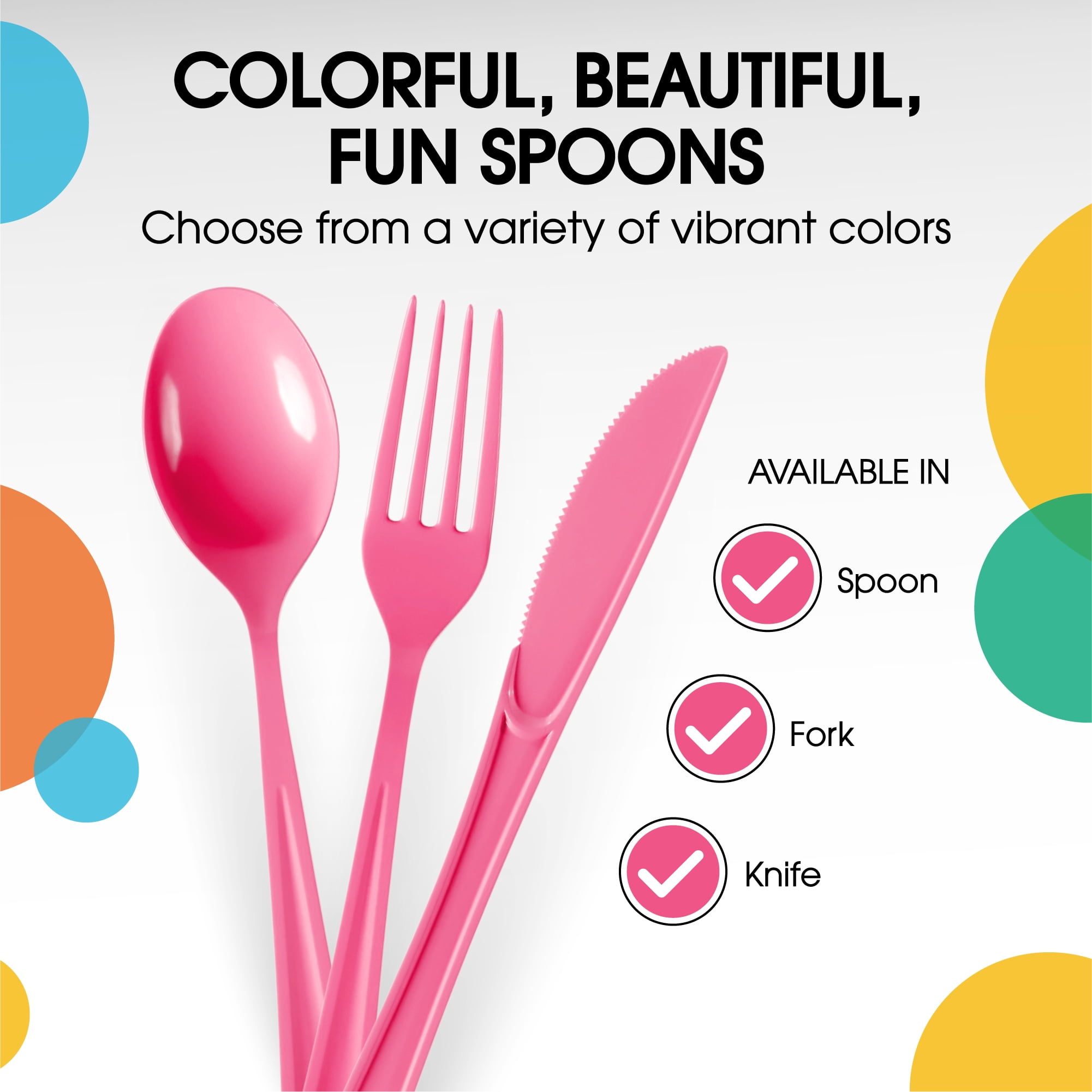 Exquisite Cerise Disposable Spoons - Hot Pink Plastic Spoons - 150 Count