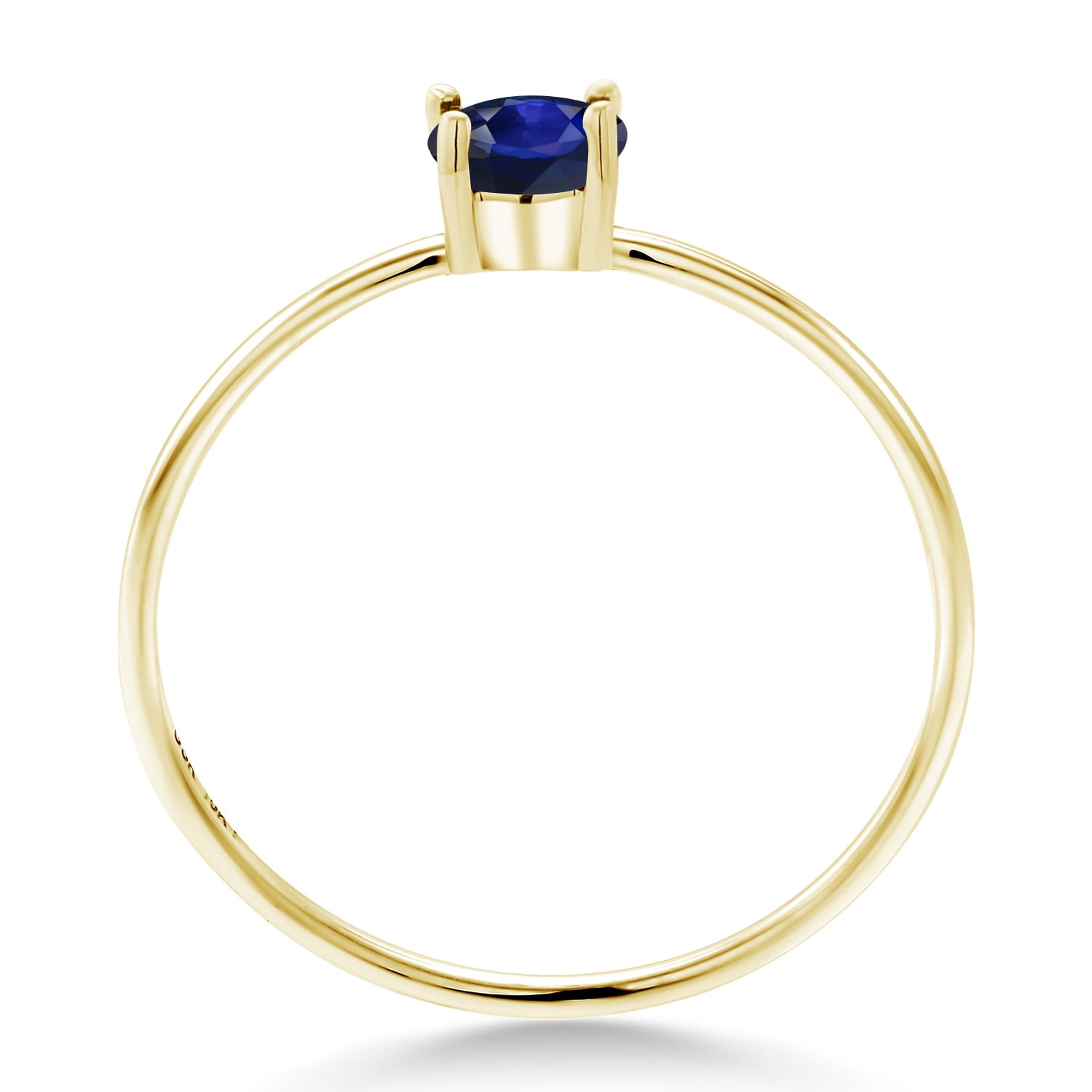 Gem Stone King 10K Yellow Gold Blue Sapphire Ring for Women (0.55 Cttw, Gemstone September Birthstone, Oval 6X4MM, Size 8.5)