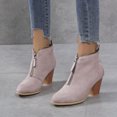 thumbnail image 5 of Wavsuf Western Boots for Women Short Ankle-High Leopard with Zipper with Fuzz Flock Winter Beige Shoes Size 41, 5 of 7