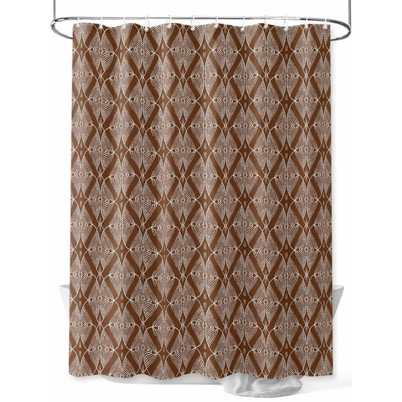 Modern Brown Shower Curtain Set ,Waterproof Fabric Shower Curtains Vintage Geometric Abstract Geometric Shower Curtains for Bathroom,Bathroom Decor 54x"78"