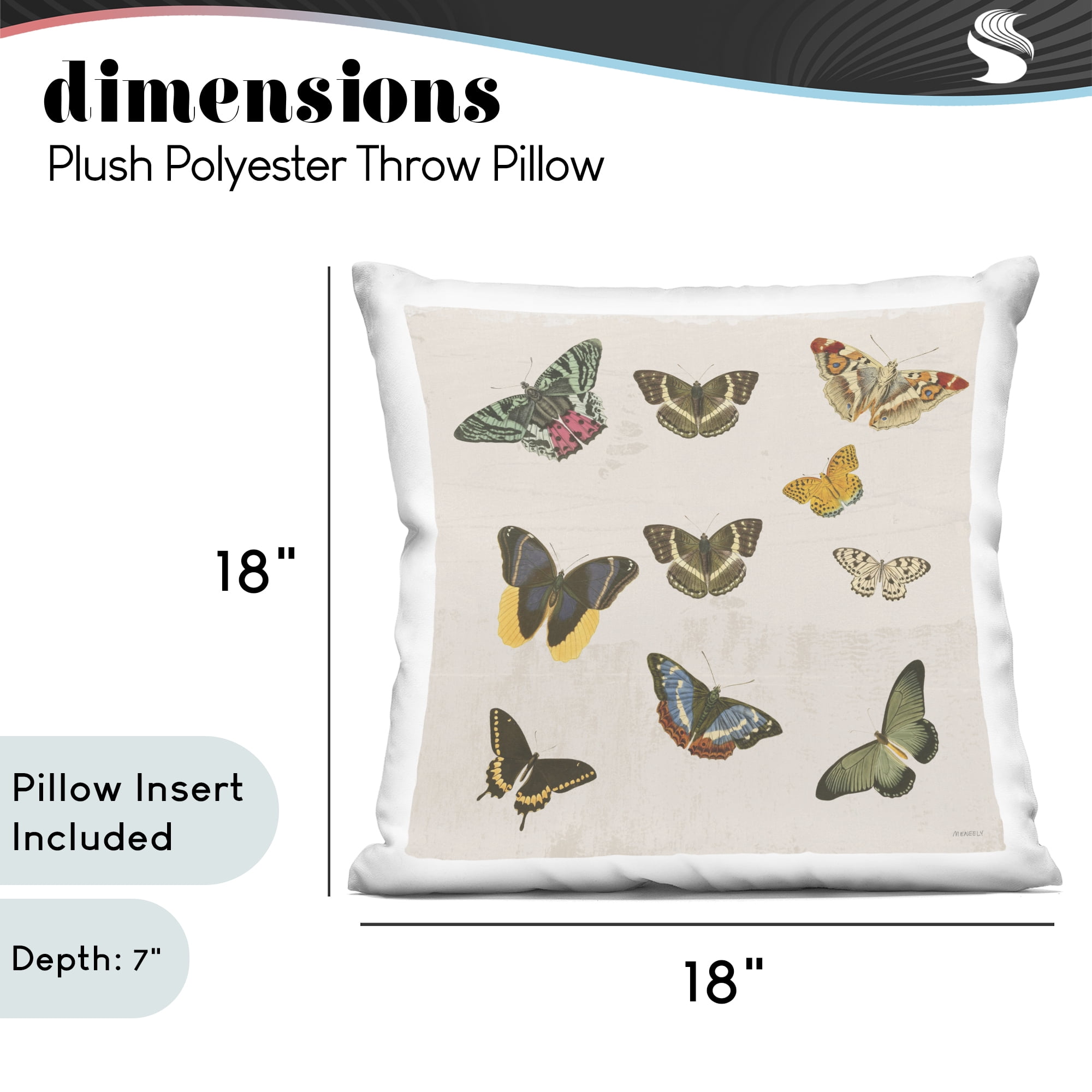 Stupell Industries Vintage Butterflies in Multiples Decorative Printed Throw Pillow, design by Dan Meneely