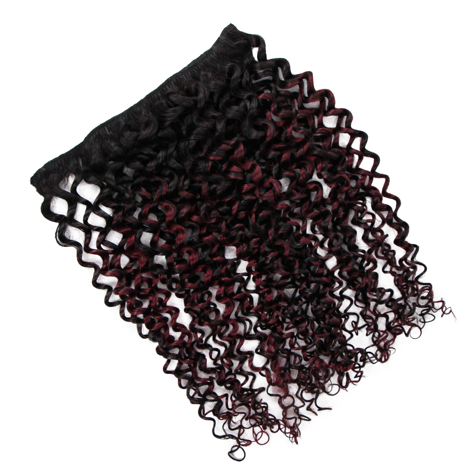 100% Human Hair Wig Curly 20" T1B/99J Burgundy Ombre Hair Heat Resistant Bleachable