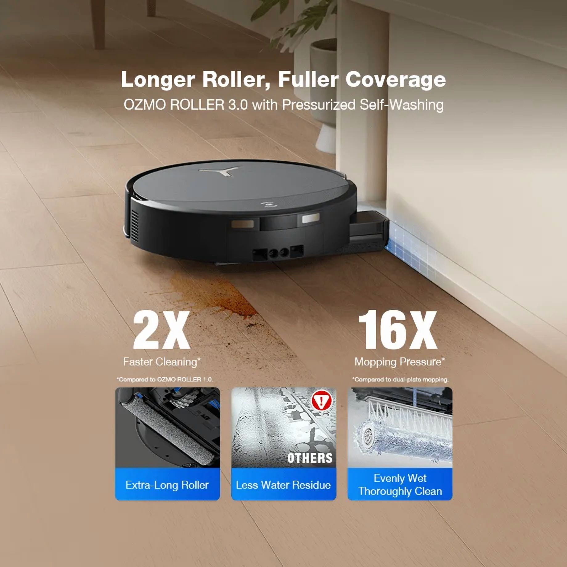 ECOVACS DEEBOT T90 PRO OMNI Robot Vacuum and Mop, 30,000Pa Suction, Instant Self-Cleaning OZMO Roller Mop