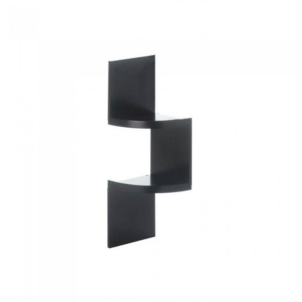ZIG ZAG 2TIER CORNER WALL SHELF BLACK