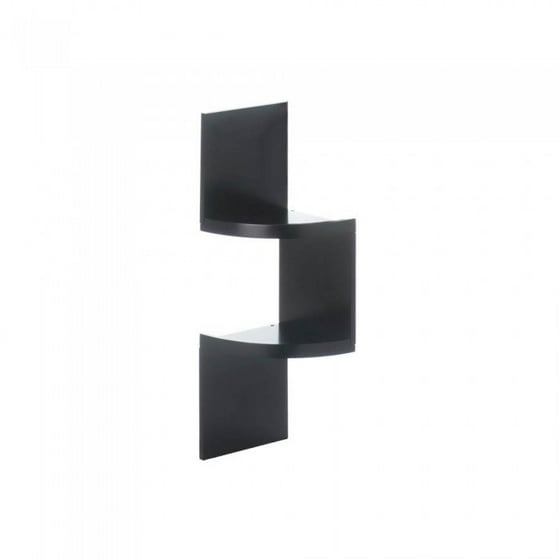 Zig Zag 2 Tier Corner Wall Shelf Black