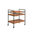 thumbnail image 2 of Bar Carts with Wine Rack,3 Tiers Wood Rolling Serving Cart on Wheels, Mobile Kitchen Serving Cart with Adjustable Wooden Tops, Honey, 2 of 5