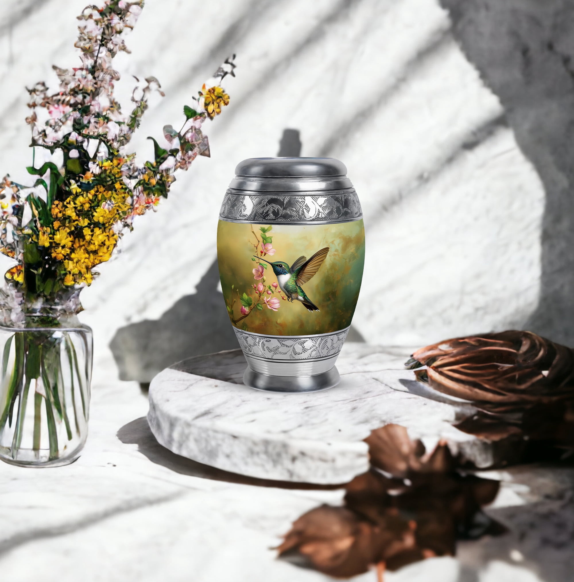Yatskia Blossoms Hummingbird Cremation Urns For Human Ashes Keepsake, Funeral Urns For Adult Ashes Men & Women, (Monar 3 Inch, Pack of 1)