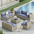 thumbnail image 5 of POTEBAN 9 Pieces Patio Furniture Sets, Modular Rattan Outdoor Patio Sectional Furniture Sofa Set, Wicker Patio Conversation Set for Backyard, Haze Blue, 5 of 9