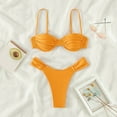 thumbnail image 4 of FhsagQ Swimsuit Sets for Women Crotch Less Split Bikini Women Gather Sling Backless Solid Split Swimsuit Women Swimsuit Sets Swimsuit Sets for Women Set of 2 Orange S, 4 of 6