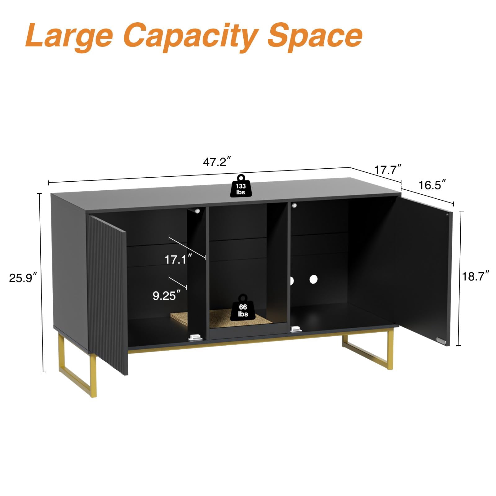 VEANERWOOD Cat Litter Box Enclosure with Hidden Entry and Two Cabinet Doors, Multi-Functional Cat Washroom