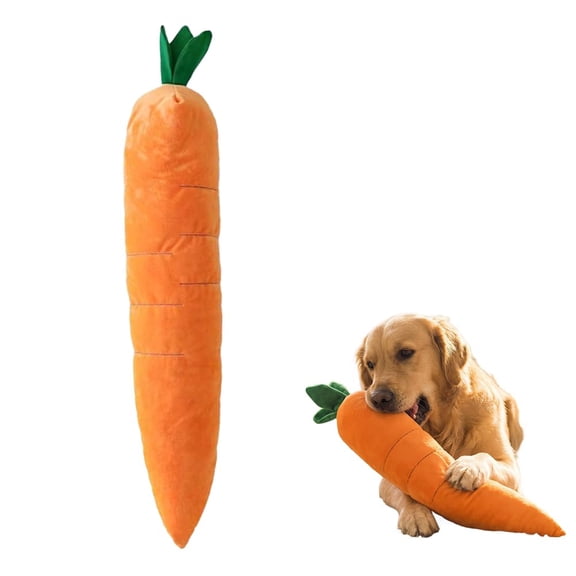 Large Carrot Dog Toy – Squeaky Plush Toy for Small, Medium, and Large Dogs, Soft Squeaker