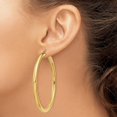 thumbnail image 3 of 14K Yellow Gold Polished 4.2mm Lightweight Tube Hoop Earrings - 60mm, 3 of 6