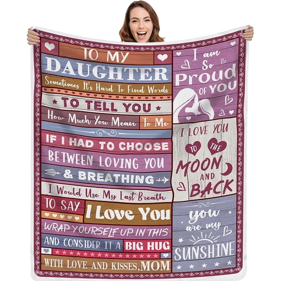 Daughter Gift from Mom, Daughter Throw Blanket, Daughter Gift from Mom - Birthday Gifts for Daughter in Law from Mother, Soft Blanket 50" X 60"