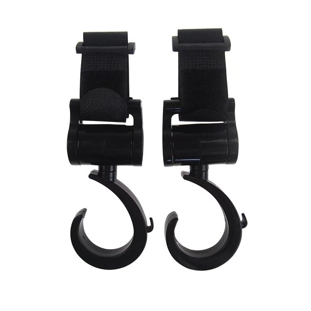Gancho para cochecito de bebé, gancho para bolsa colgante para cochecito de bebé, adecuado para cochecitos de bebé en general, accesorios de clip para cochecito de bebé (2 piezas, negro)
