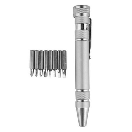

RUSR 8 in 1 Multiuse Precision Pen Screwdriver Hand Repair Tools Kit (Silver)